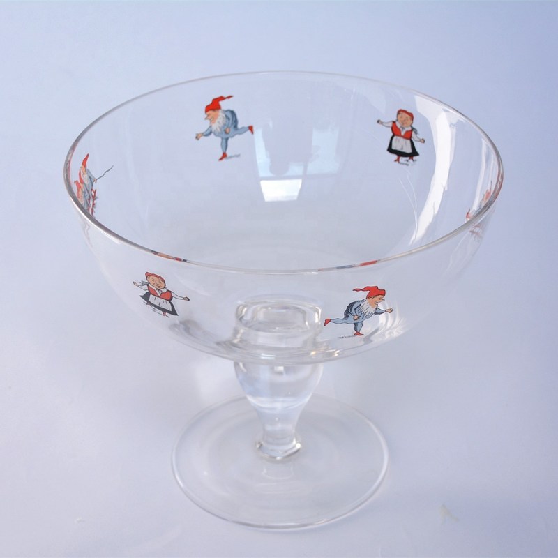 کیفیت Large Diameter Crystal Glass Fruit Bowl , Crystal Salad Serving Bowl With Stand کارخانه