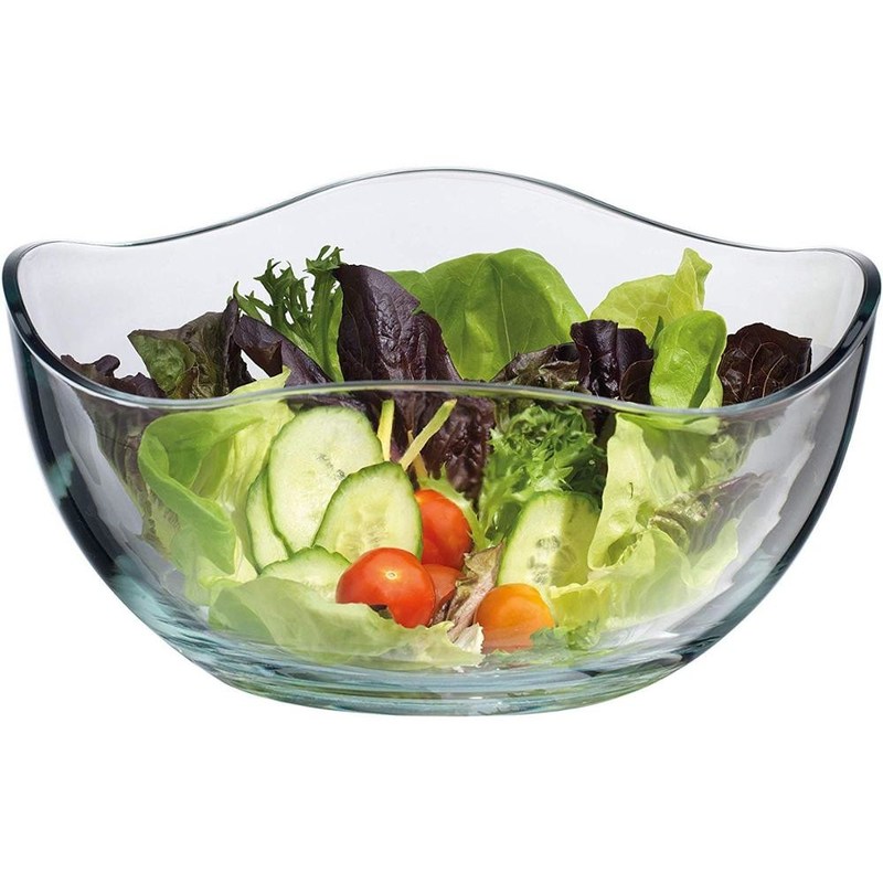 کیفیت Transparent Durable Wave Rim Glass Charger Plates , Fruit Salad Glass Bowl کارخانه