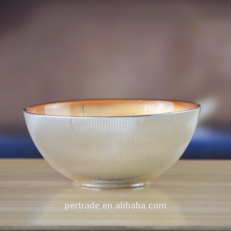 کیفیت Silver Gold Decorated Glass Charger Plates For Salad Bowl کارخانه