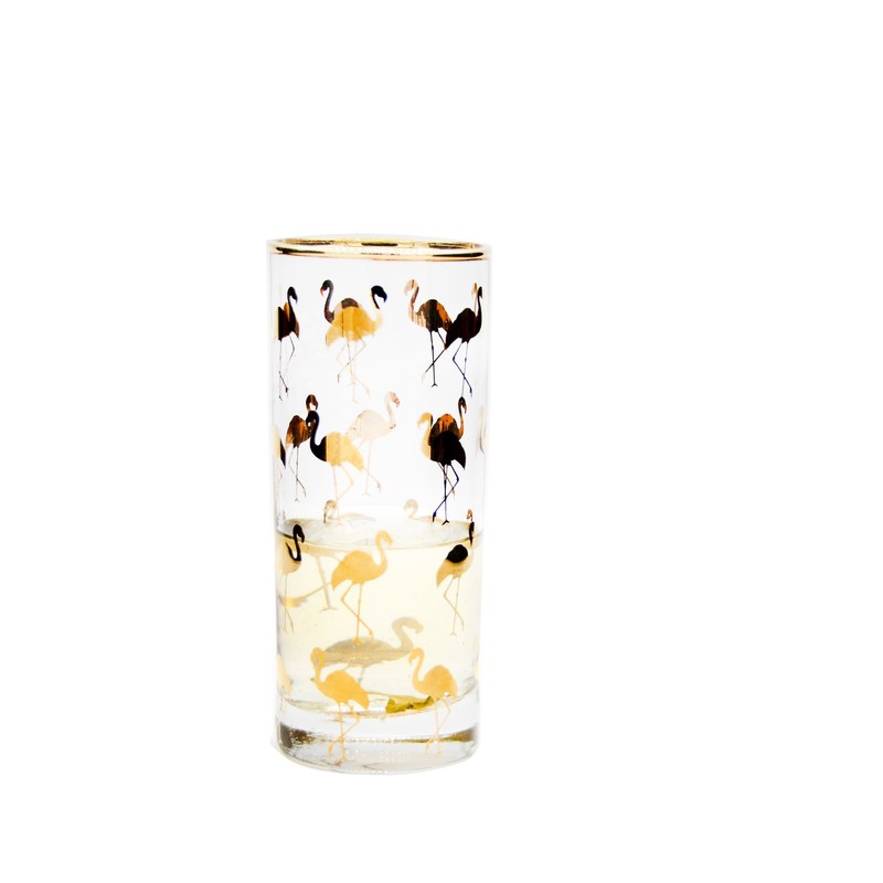 کیفیت Golden Flamingo Printed Crystal Highball Glasses For Restaurant کارخانه