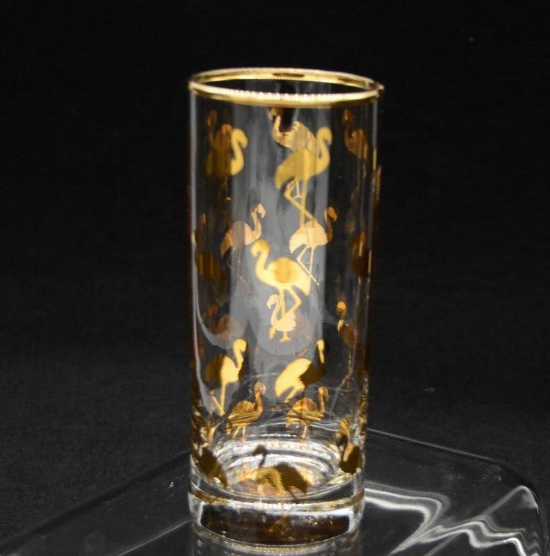 کیفیت Golden Flamingo Printed Crystal Highball Glasses For Restaurant کارخانه