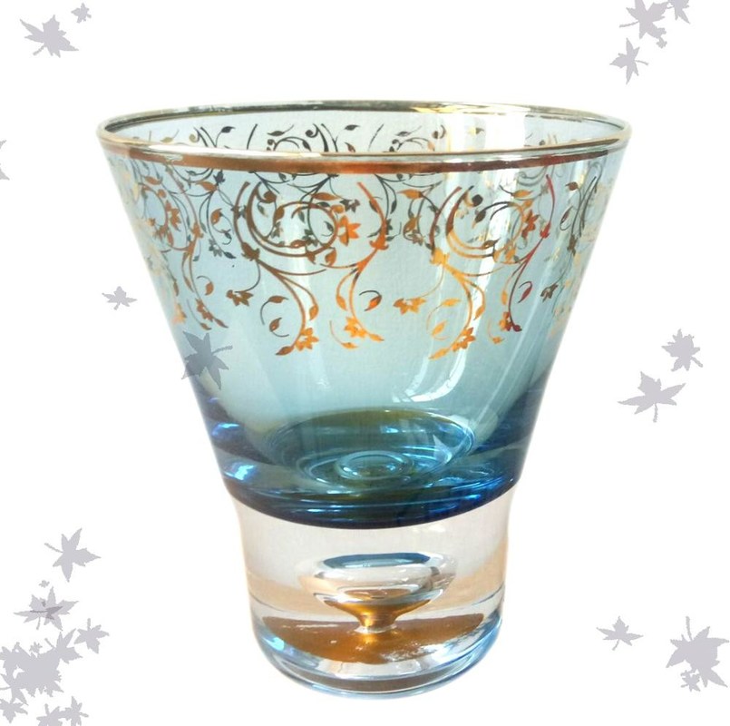 کیفیت Blue Color Golden Rim Stemless Crystal Cocktail Glasses کارخانه