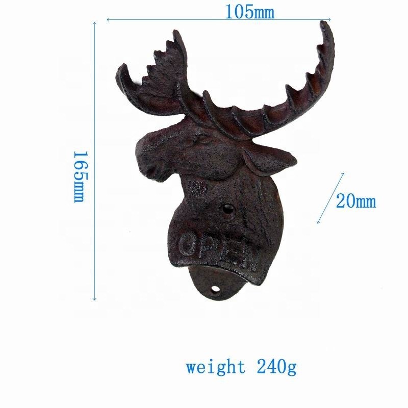 کیفیت Home Decor Deer Head Brown Rust Cast Iron Bottle Opener کارخانه