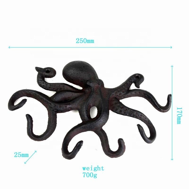 کیفیت Wall Mounted Creative Octopus Cast Iron Hat Hooks کارخانه