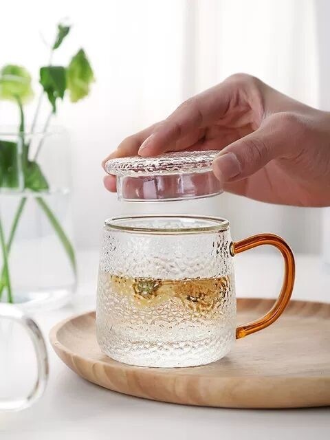 کیفیت Handmade Glass Tea Mug With Embossed pattern High Borosilicate GlassTea Cup Tumbler Drinking Glasses کارخانه