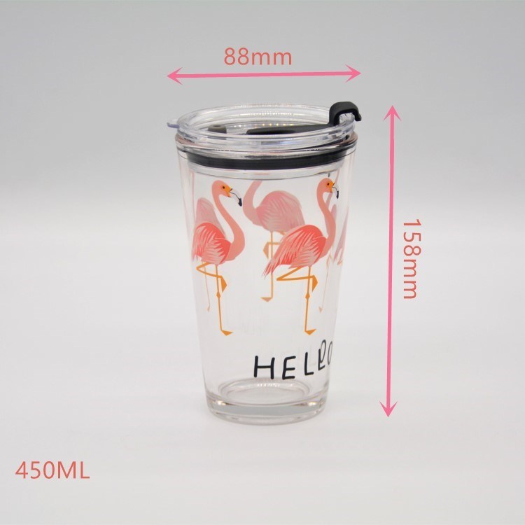 کیفیت Decorated Pint Ice Tea Glass Cup With Lid And Silicate Straw Cocktail Tumbler Drinking Glasses کارخانه