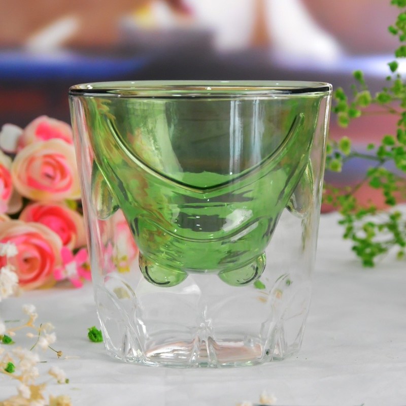 کیفیت Green Borosilicate Double Layer Colored Drinking Glasses کارخانه