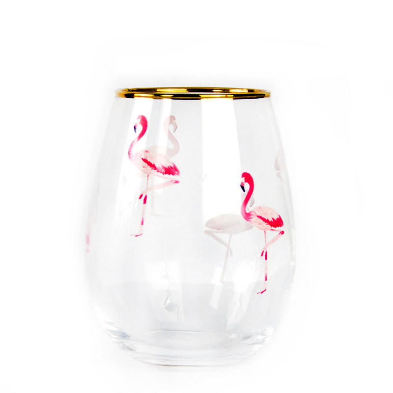 کیفیت Hand Painted Gold Rim Wine Glass Tumbler With Color Decal کارخانه