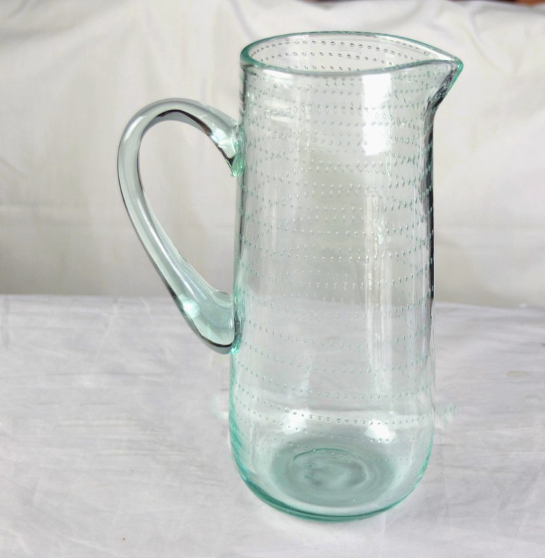 کیفیت Recycle Green Spiraling Bubbles  Glass Water Pitcher , Large Glass Pitcher کارخانه