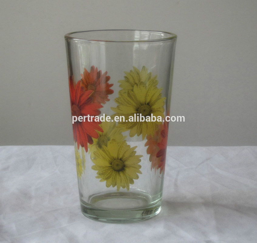 کیفیت Silk Printed Blooming Daisy 16 Oz Highball Glasses کارخانه