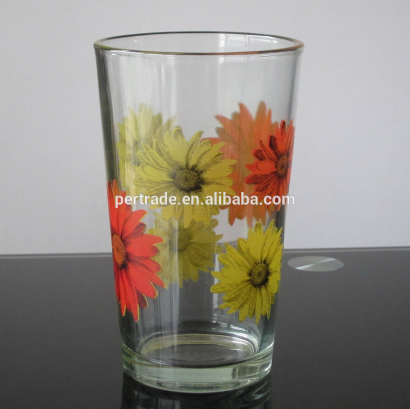 کیفیت Silk Printed Blooming Daisy 16 Oz Highball Glasses کارخانه