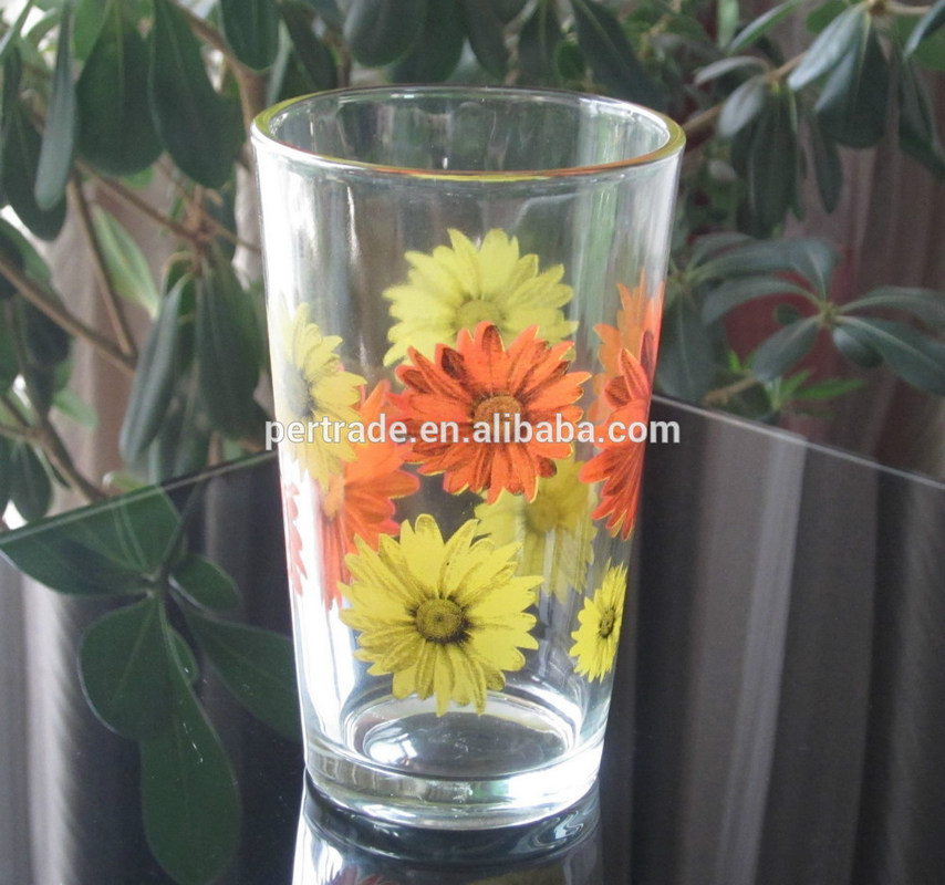 کیفیت Silk Printed Blooming Daisy 16 Oz Highball Glasses کارخانه