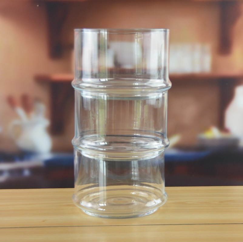کیفیت Stackable 3 Layers Tower Shaped Glass Storage Jars کارخانه