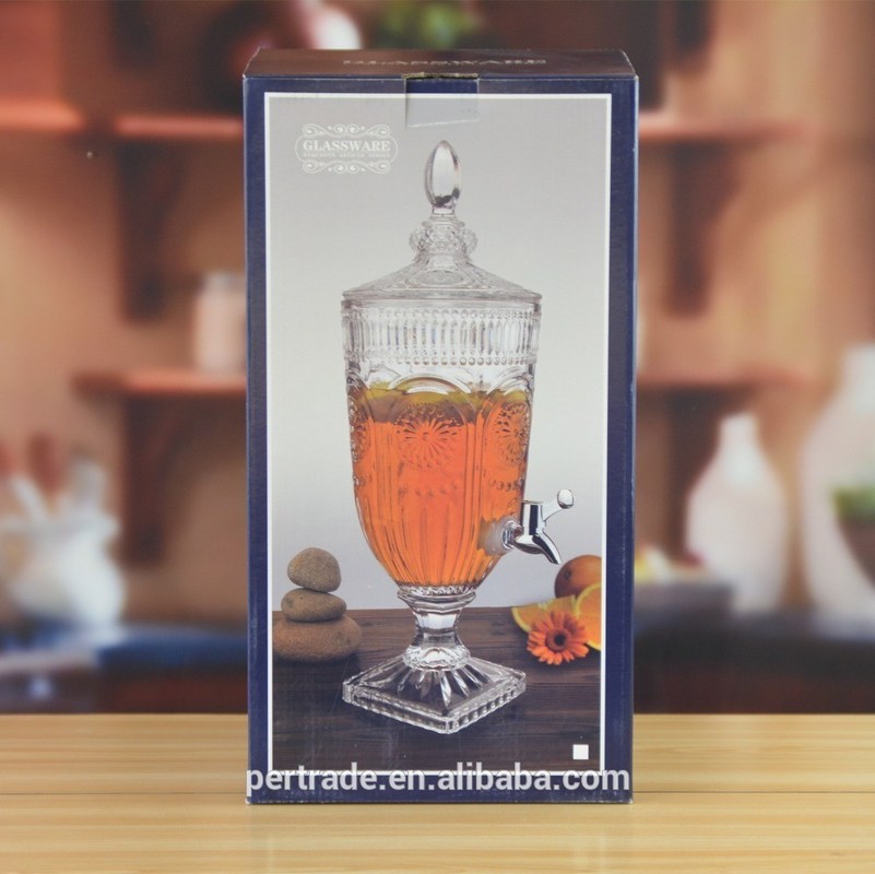 کیفیت Deep Cutted Engraved 5l Glass Jar With Lid . Glass Food Storage Jars کارخانه