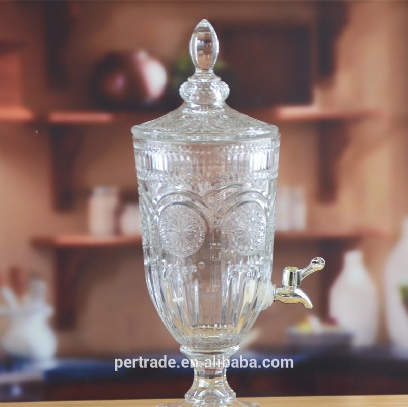 کیفیت Deep Cutted Engraved 5l Glass Jar With Lid . Glass Food Storage Jars کارخانه