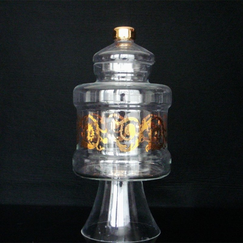 کیفیت Large Footed Glass Storage Jars With Gold Decoration Decal کارخانه