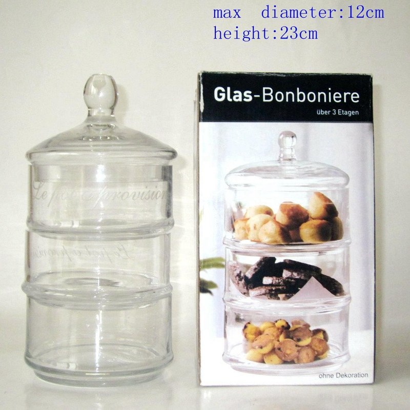 کیفیت Handblown 3 Layer Stackable Storage Jars With Lids کارخانه