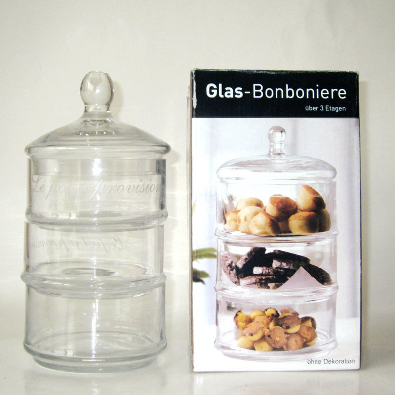 کیفیت Handblown 3 Layer Stackable Storage Jars With Lids کارخانه