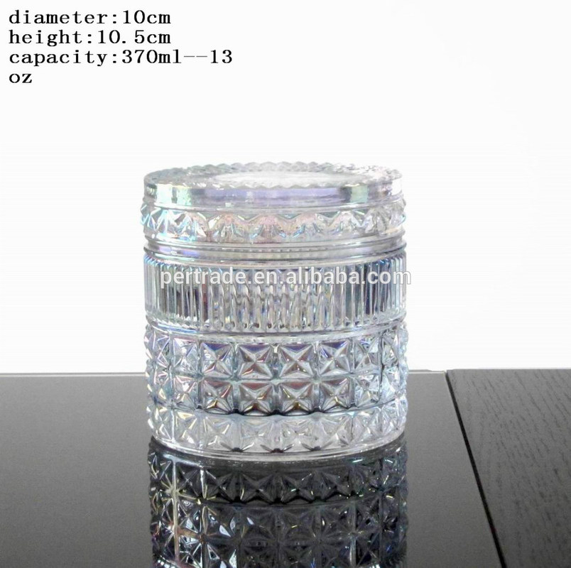 کیفیت Embossed Diamonds Pattern Glass Storage Jars With For Candle کارخانه
