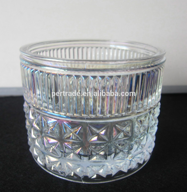 کیفیت Embossed Diamonds Pattern Glass Storage Jars With For Candle کارخانه