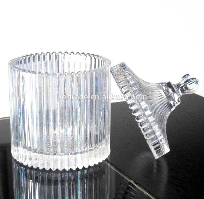 کیفیت home Embossed Stripes Large Glass Container With Lid کارخانه