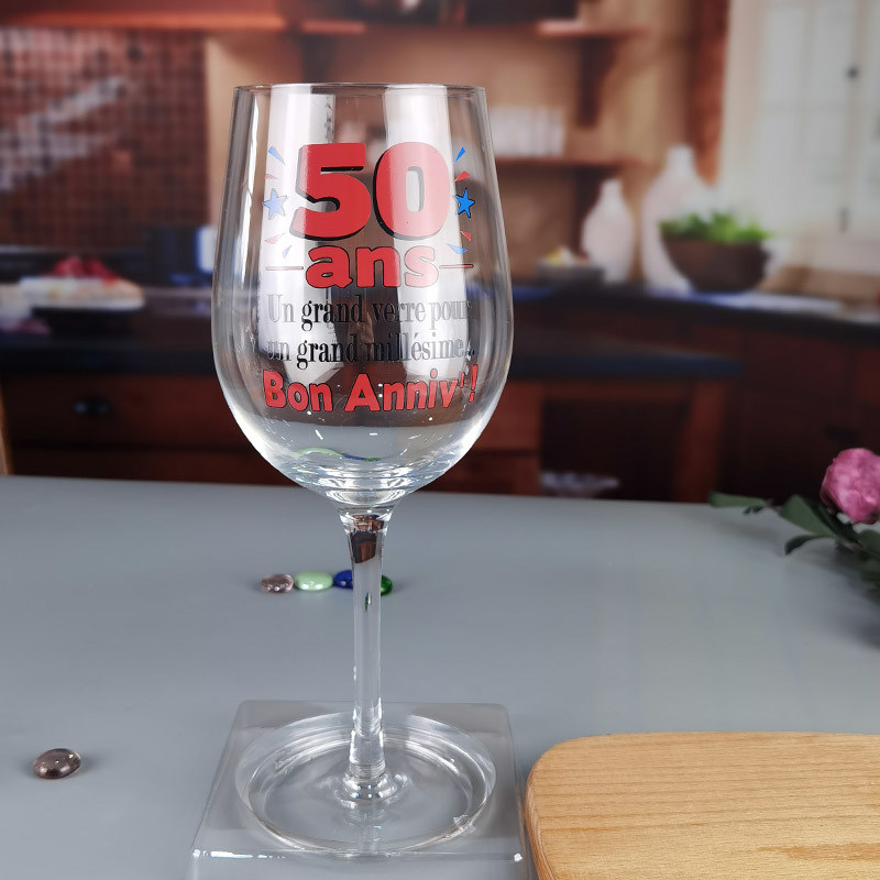کیفیت Clear 1 Litre Giant Wine Glass With Anniversary Decor کارخانه