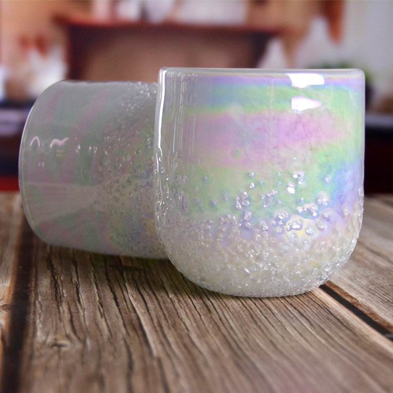کیفیت Iridescent Votive Glass Candle Holders Half Rough Sands Surface کارخانه