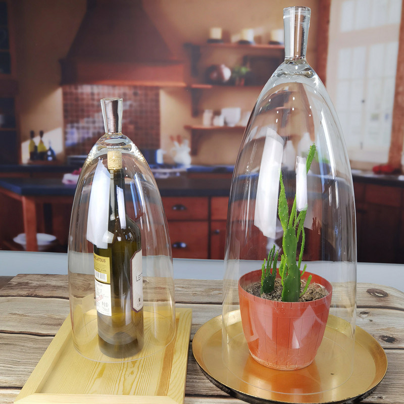 کیفیت Transparent Lead Free Handled 21" Glass Dome Cloche کارخانه