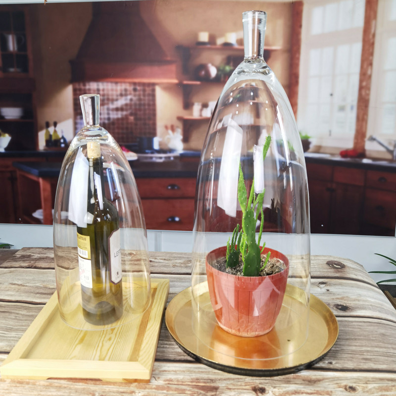 کیفیت Transparent Lead Free Handled 21" Glass Dome Cloche کارخانه