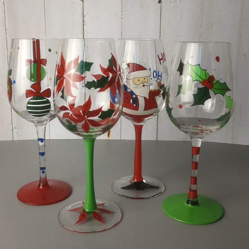 کیفیت FDA Holiday Gift Hand Painted Festival Wine Glass کارخانه
