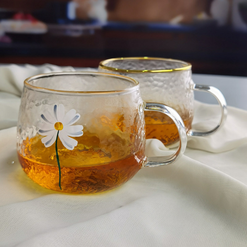 کیفیت Borosilicate Hammered Texture Tumbler Drinking Glasses With Golden Rim کارخانه