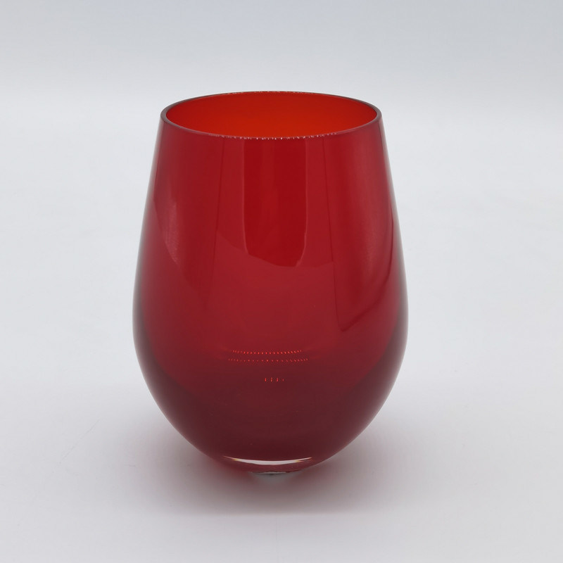 کیفیت Lead Free Stemless Crystal Wine Glass Handblown 550ml کارخانه