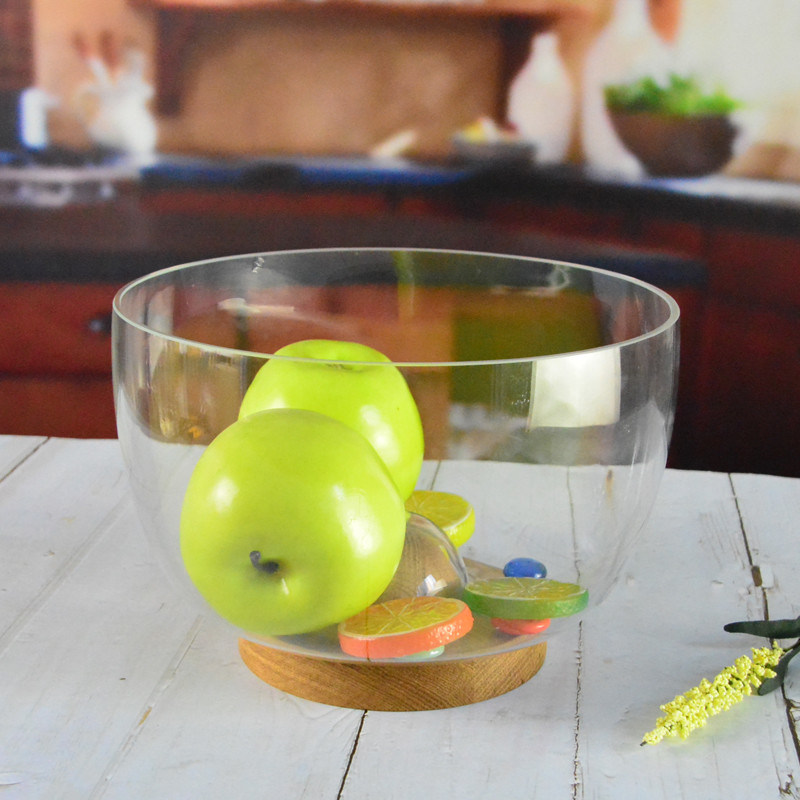 کیفیت 9" crystal salad bowl with solid wood stand peak bottom کارخانه