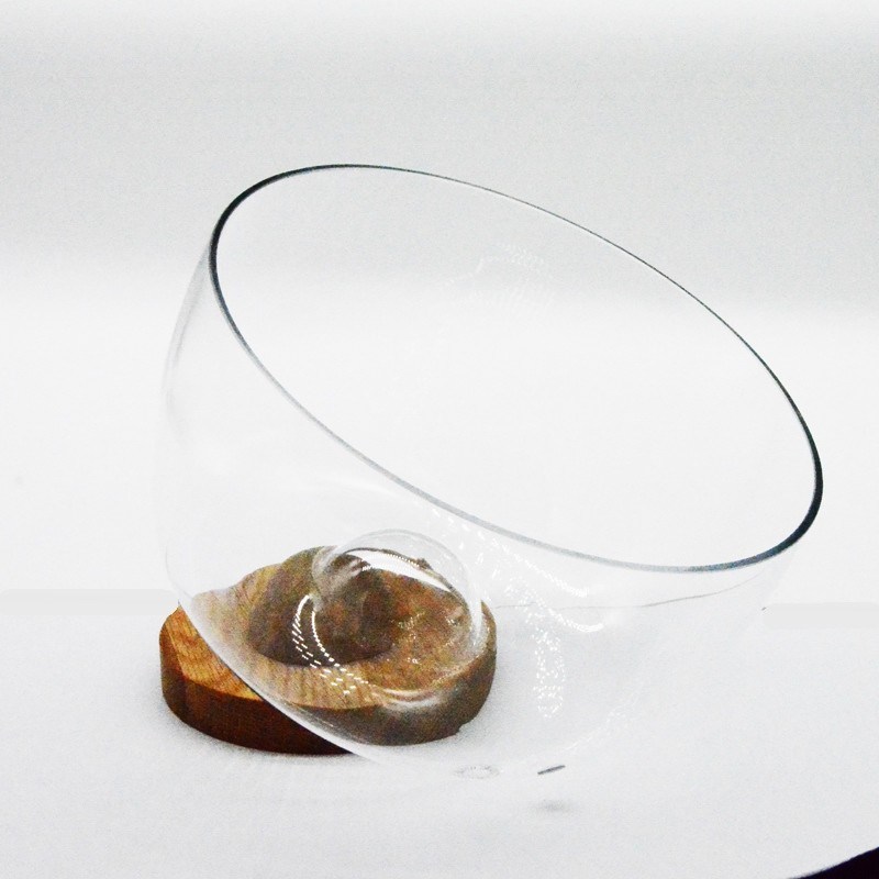 کیفیت 9" crystal salad bowl with solid wood stand peak bottom کارخانه