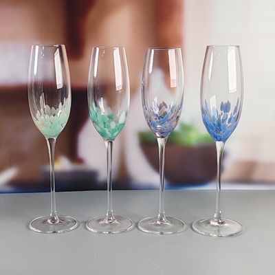 کیفیت Customized Hand Blowned Half-confetti Lead Free Crystal Wine Glass Set کارخانه