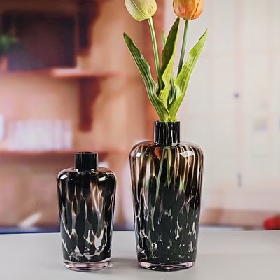 کیفیت Handmade Amber Glass Vase Modern Unique Vase for Table Centerpiece Decorative Flower Vases for Home Office Wedding(S size) کارخانه
