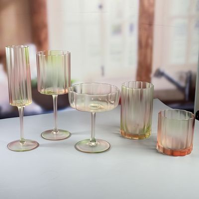 کیفیت Tri-color Gradient Frosted Champagne Glass Customized Sprayed Color کارخانه