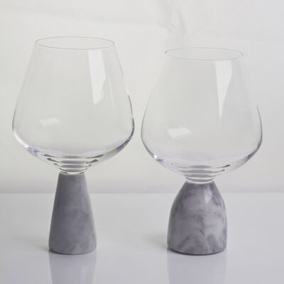 کیفیت Hand Blown Crystal Wine Glass with Modern Gray Marble Stem Base Ultra Clear Bowl Perfect for Dinner Parties and Everyday کارخانه
