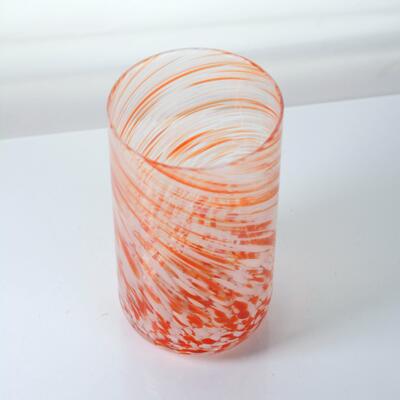 کیفیت Hand-blown Orange Swirl Confetti Glass Cup - Artisan Crafted Drinking Glass for Whiskey and Cocktails کارخانه