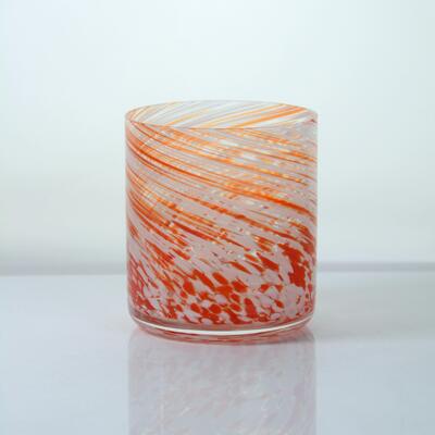 کیفیت Hand-blown Orange Swirl Confetti Glass Cup - Artisan Crafted Drinking Glass for Whiskey and Cocktails کارخانه