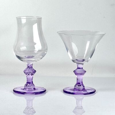 کیفیت 4‑Pack Vintage Purple Stem Wine Glasses, Assorted Shapes Clear Cup with Decorative Purple Stem, Handblown Glass Goblets for Wedding Party Home Tabletop Decoration کارخانه