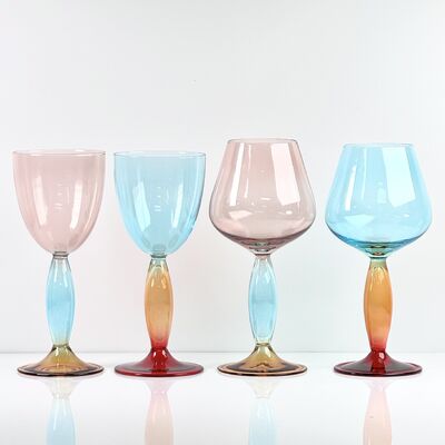 کیفیت Hand-Blown Gradient Color Borosilicate Wine Glasses, Multi-Color Artistic Stem Goblets for Wine, Cocktail, Home Bar & Party Decor کارخانه