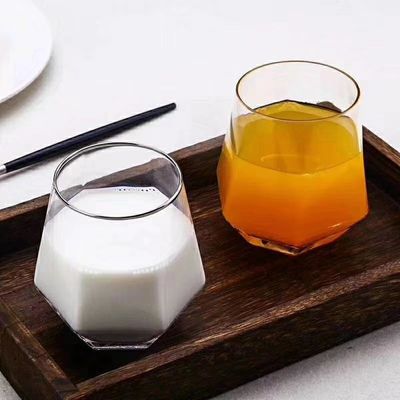 کیفیت Diamond Geometric Gold Rim Crystal Glass Tumblers , Glass Drinking Cup کارخانه