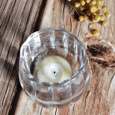 کیفیت Pumpkin Shaped Embossed Glass Candle Holders For Tealight کارخانه