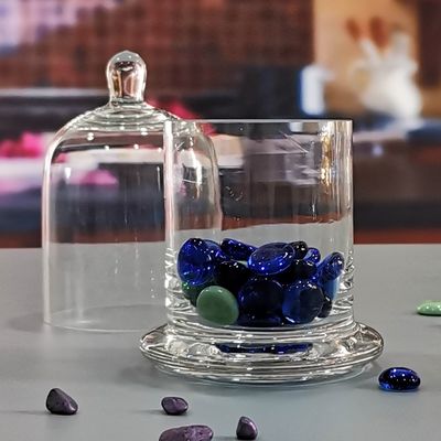 کیفیت Customized Color Glass Cloche Jar with Bell Dome Glass Lid For Candle Wax کارخانه