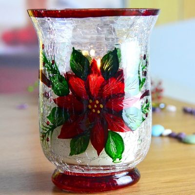 کیفیت Ice Crack Classic American Glass Hurricane Candle Holder کارخانه