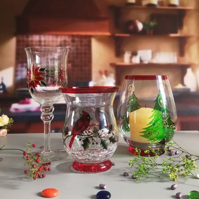 کیفیت Ice Crack Classic American Glass Hurricane Candle Holder کارخانه