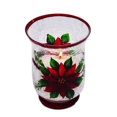 کیفیت Ice Crack Classic American Glass Hurricane Candle Holder کارخانه