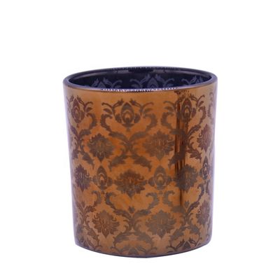 کیفیت Copper Glass Candle Holders With Laser Engrave Pattern کارخانه