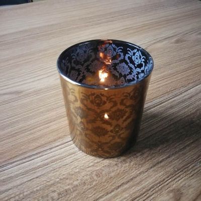 کیفیت Copper Glass Candle Holders With Laser Engrave Pattern کارخانه